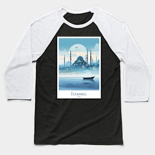 Vintage Retro Travel Istanbul Silhouette Hagia Sophia Baseball T-Shirt